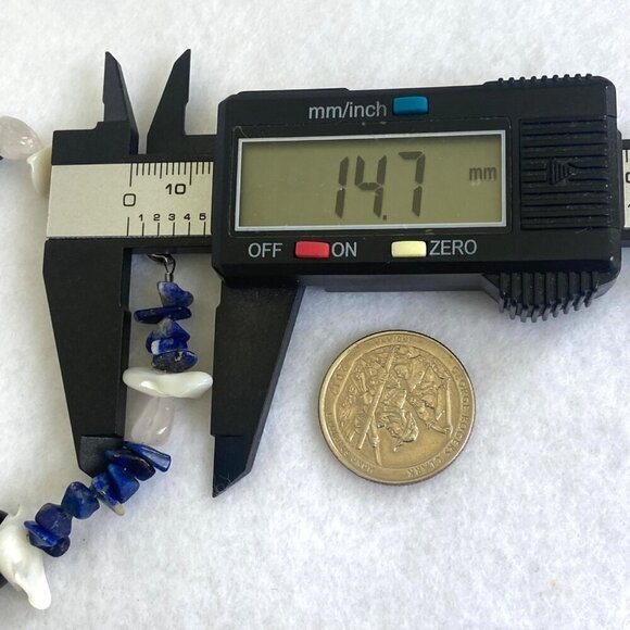 Sterling Silver 925 Sodalite Quartz MOP Blue Goldstone Beaded Necklace 17.5" - Picture 14 of 16